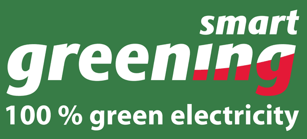 Siegel smart greening: 100 % Ökostrom