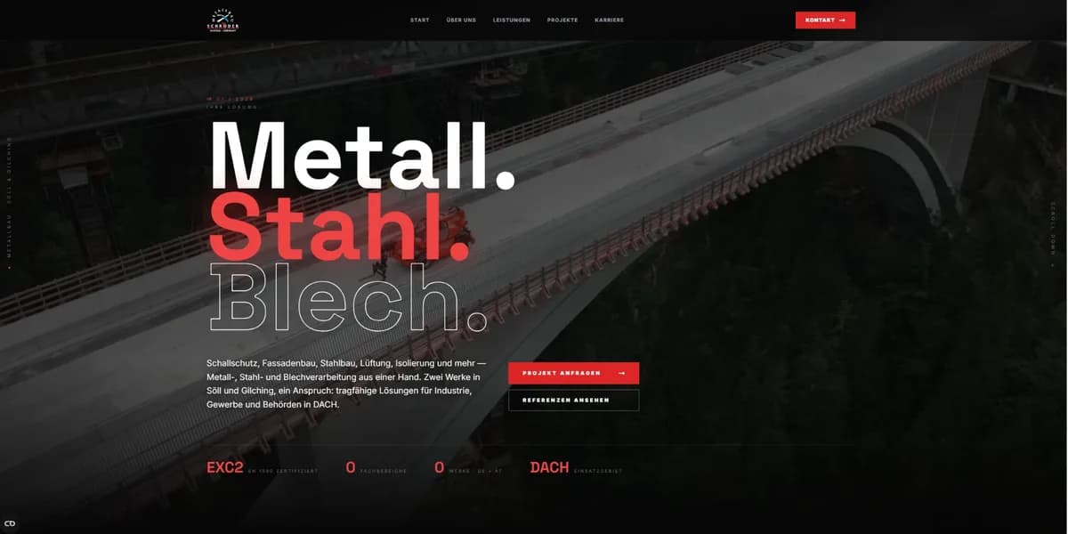 Startseite der Website von Metallbau Schröder